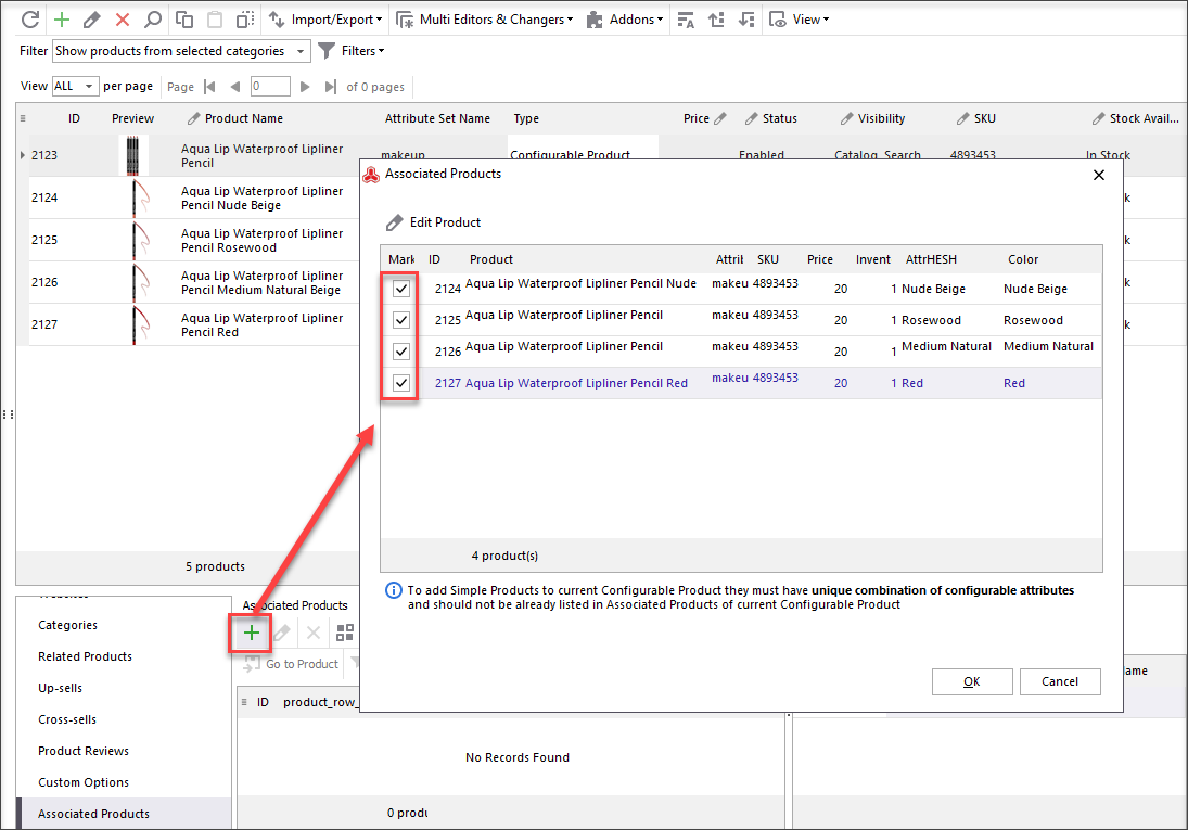 Add Associated products