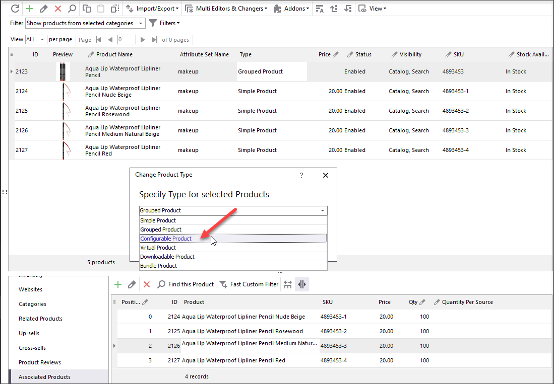 Convert to configurable product