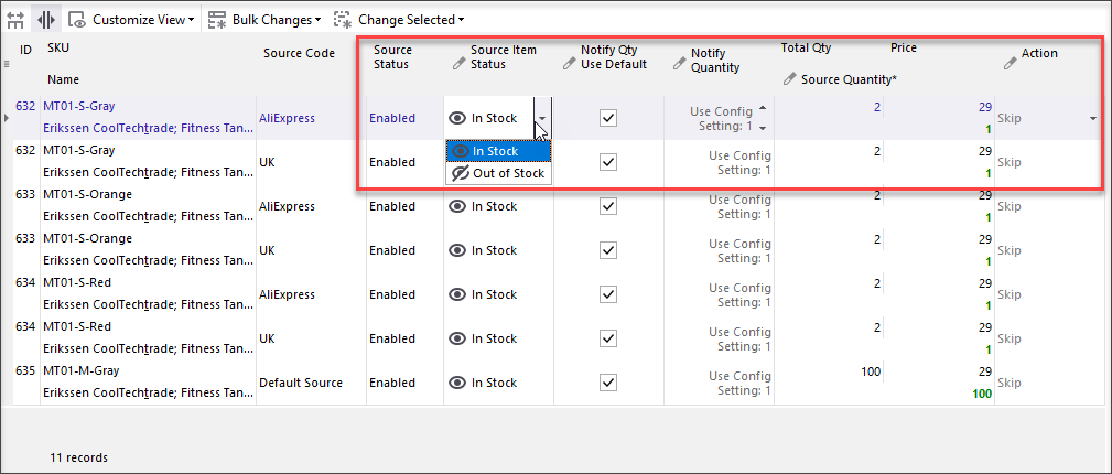 Change per source using Multi Source Editor dropdowns