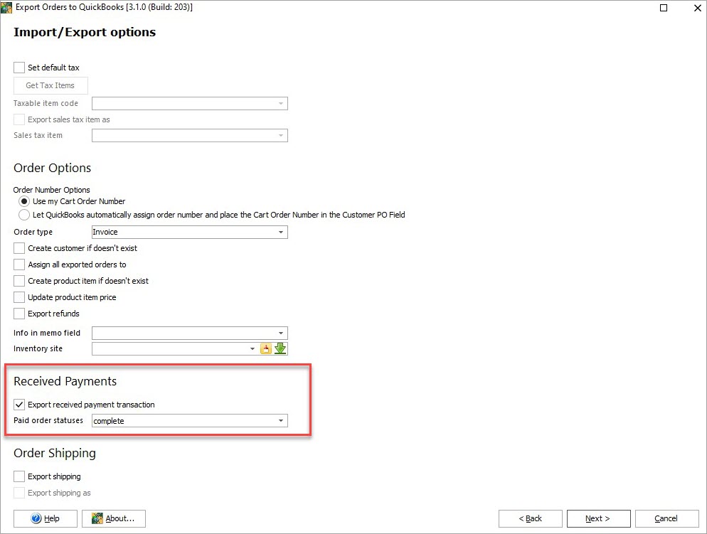 Magento to QuickBooks payment transaction export