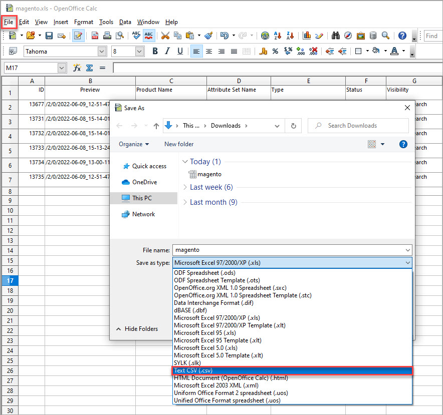 Magento Convert File