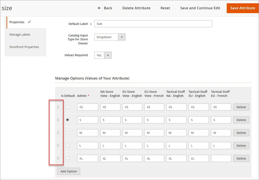 Magento Attributes Options Arrange