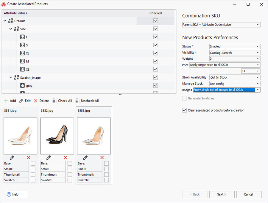 Magento Swatches Apply single set of images to SKUs