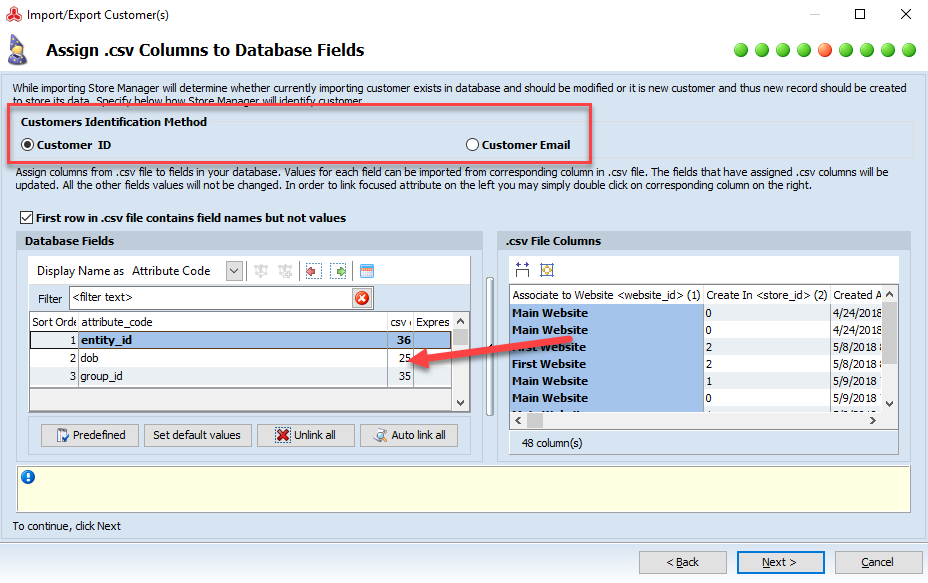 How to Import Magento 2 Customers assign-csv-coulmns-to-magento-2-database-fields