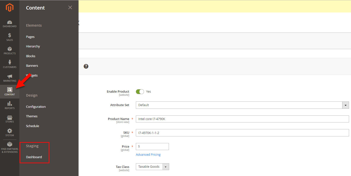 Magento 2 Content Staging magento-2-content-staging-staging-dashboard