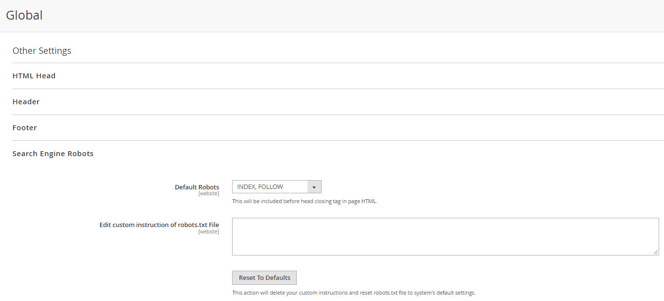 Magento 2 SEO Features magento-2-robotx.txt