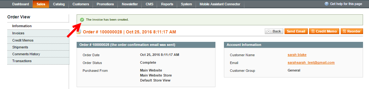 magento order invoice geberating confirmation