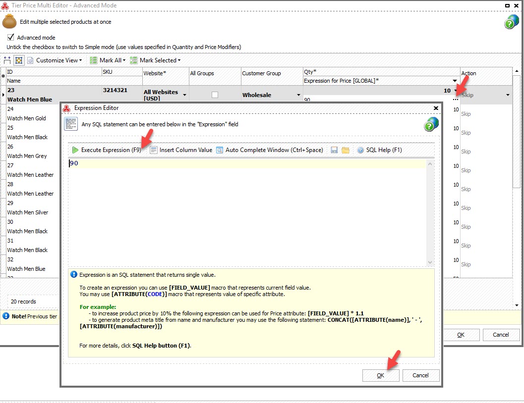 Magento Tier Price Multi Editor for Massive Edits magento tier price multi editor expression editor