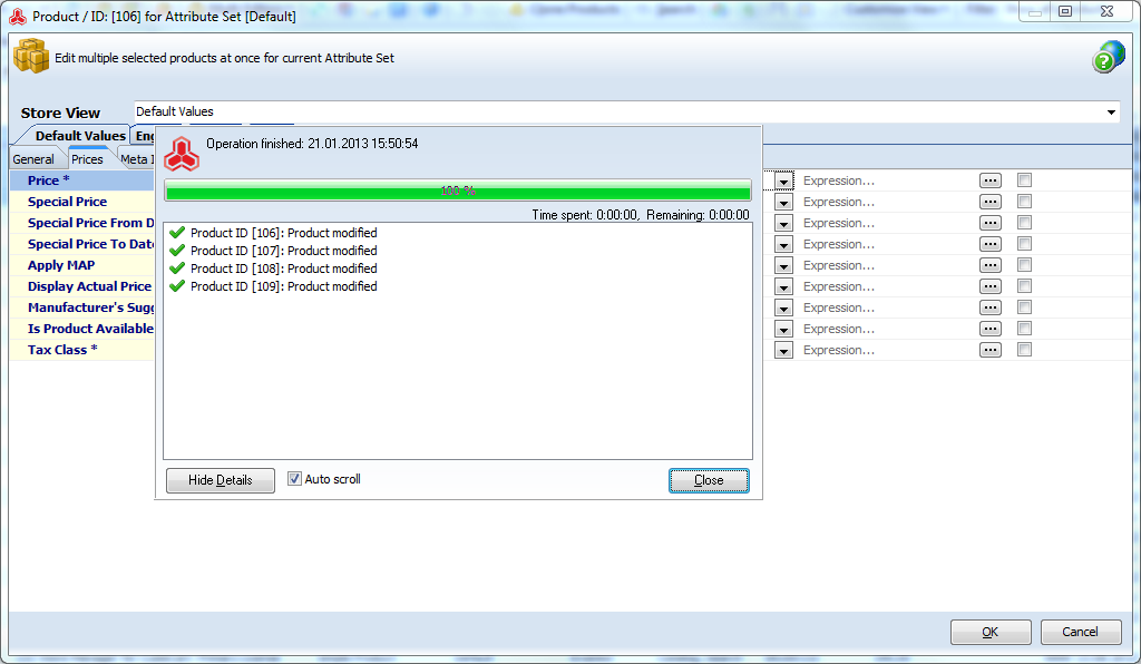 magento expression editor window
