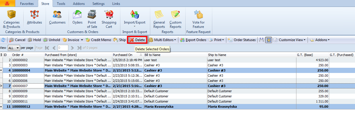 Magento 1.9 and 2 orders editing, deleting magento delete orders