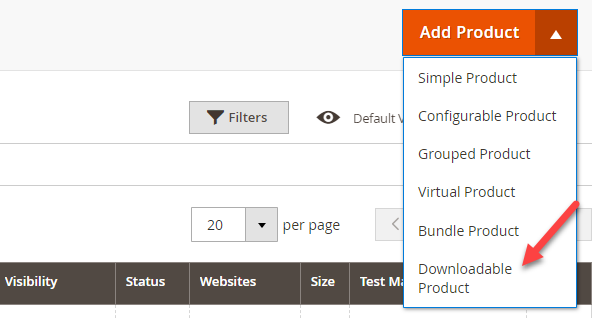 Magento 2 Downloadable Products select-magento-2-downloadable-product-type