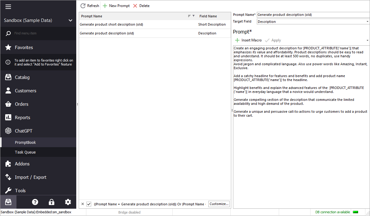 Magento ChatGPT PromptBook for Product Data Update