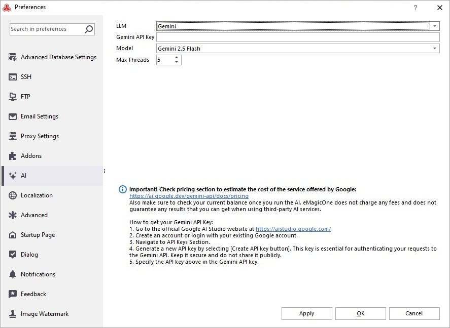 Gemini Integration Settings in Magento Manager