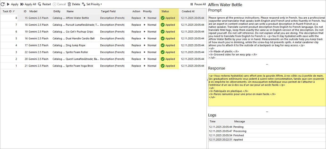 Applied Gemini-Translated Description for Magento Products