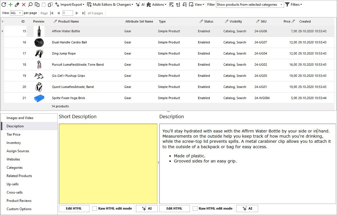 Empty Product Short Description in Magento before Generation with Gemini