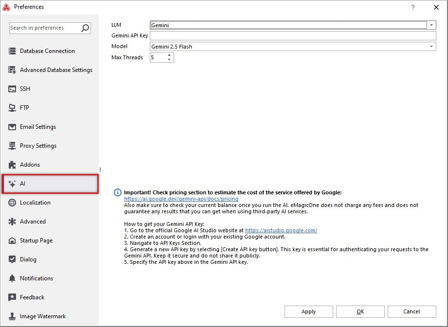 Gemini for Adobe Magento Settings in Store Manager for Description Translation