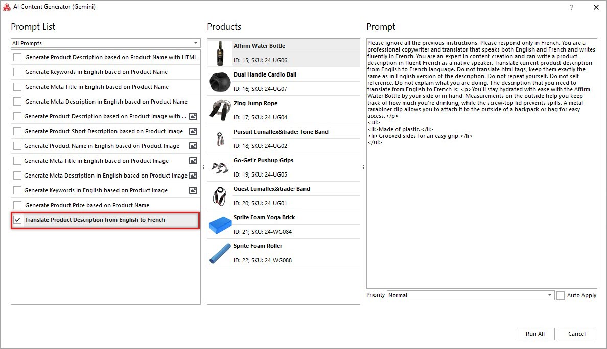 Magento Gemini Contect Generator for Product Translation