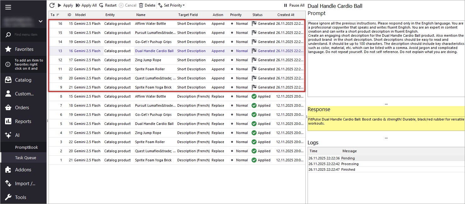 Magento Product Short Description Generated with Gemini by Name and Brand