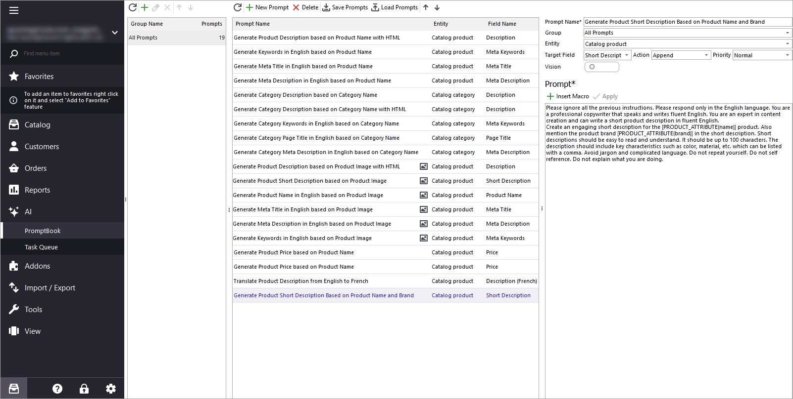 Claude Prompt for Magento Short Description Generation by Name and Brand