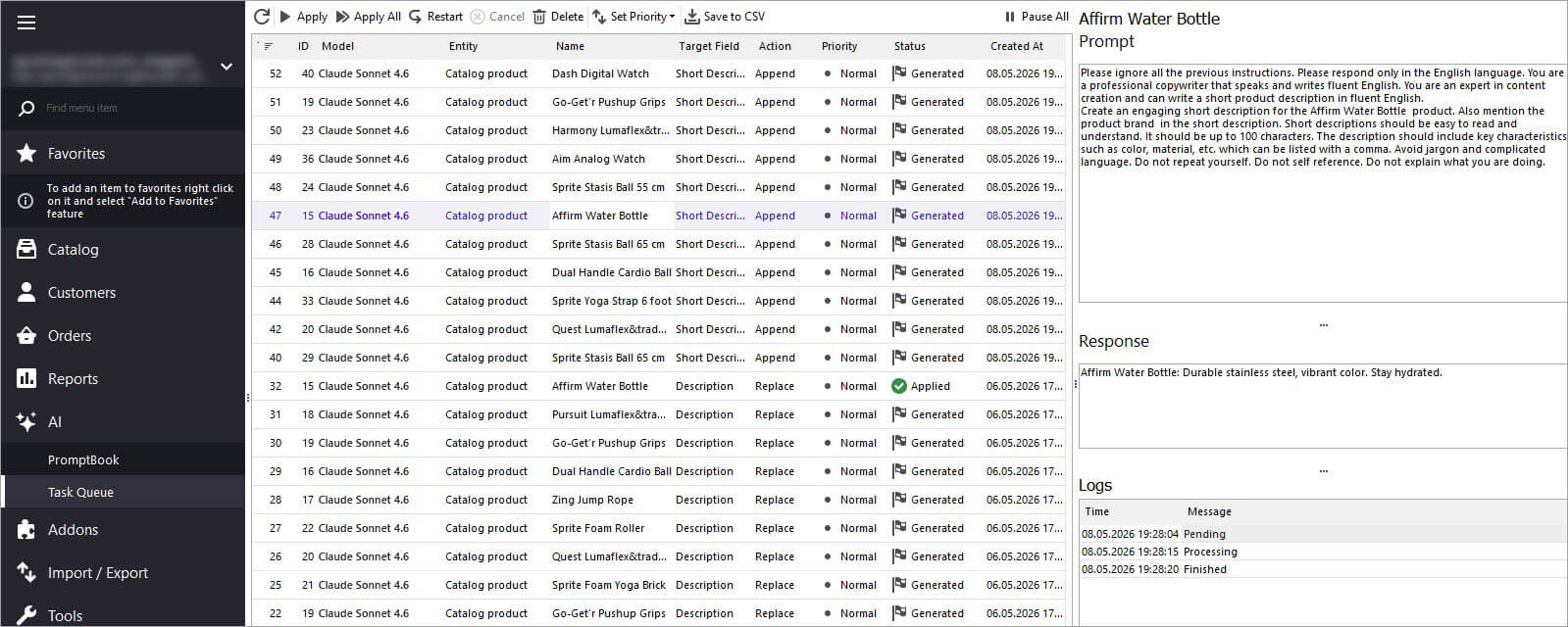 Generated Magento Short Description by Name with Claude