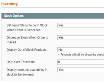 magento products out of stock